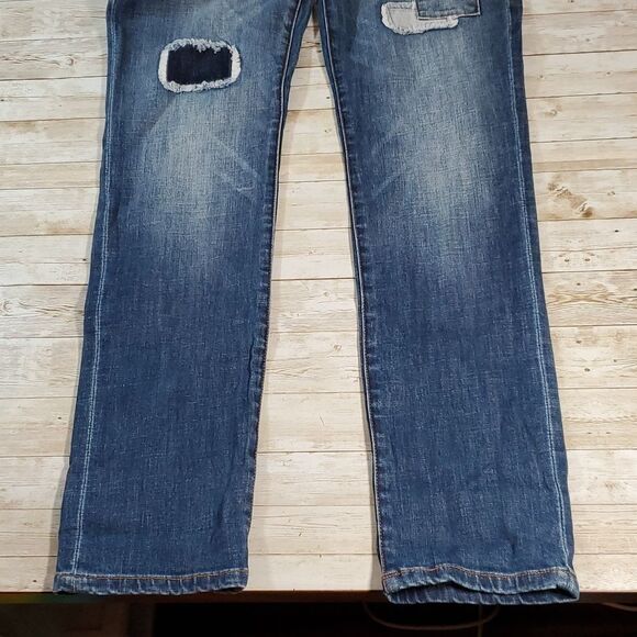 Cabi 5308 Slim Boyfriend Patchy Patched Jeans Patchwork Denim Size 2 Grunge Punk - Picture 5 of 9